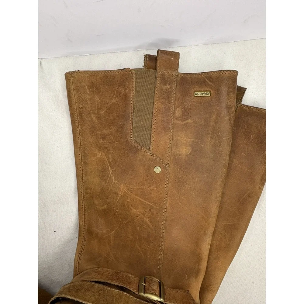 Merrell Knee High Boots Women's Size 9 Chestnut Waterproof Leather Tetra Strap